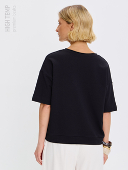 Плотная футболка из футера 2-нитки с V-вырезом HIGH TEMP