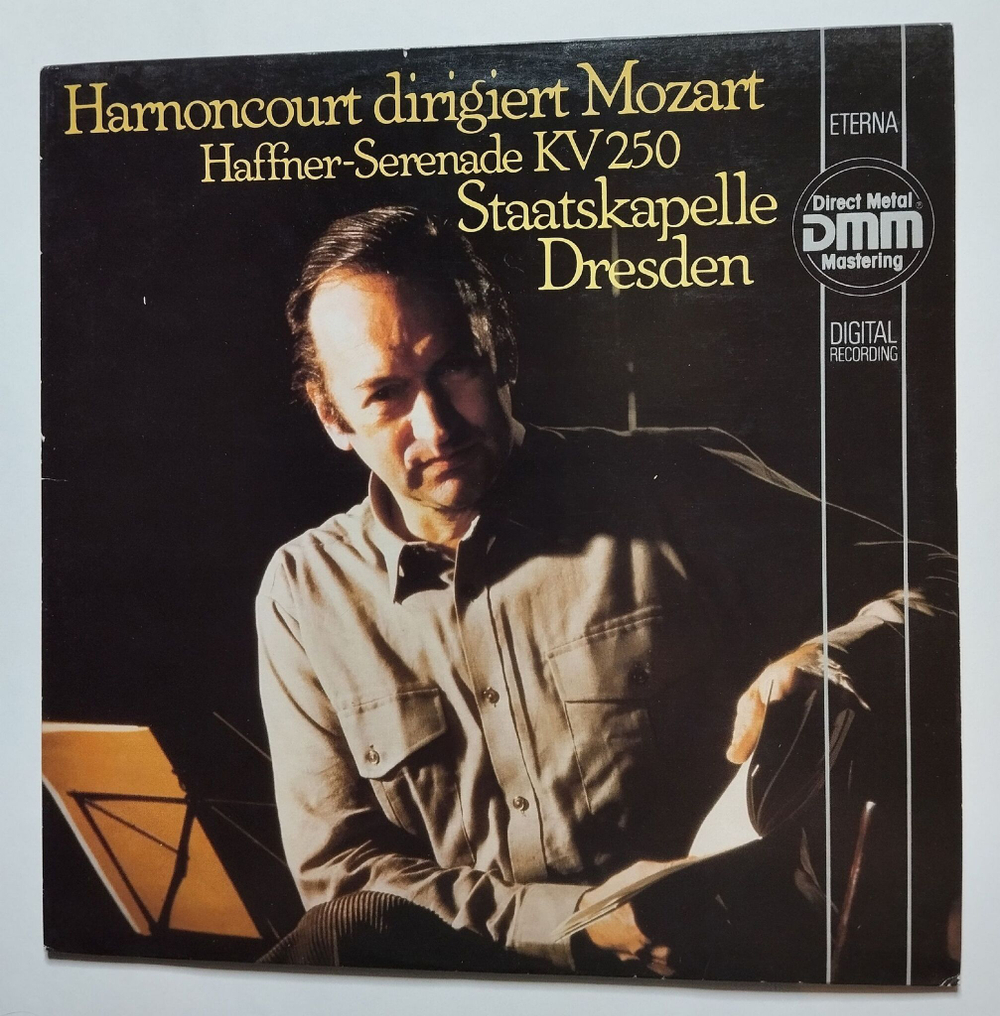 Винтажная виниловая пластинка LP Harnoncourt Dirigiert Mozart Моцарт, Staatskapelle Dresden Haffner Serenade KV 250 (ГДР 1986)