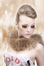 Коричнево-золотые ресницы-перья (Цвет: черный с золотым)