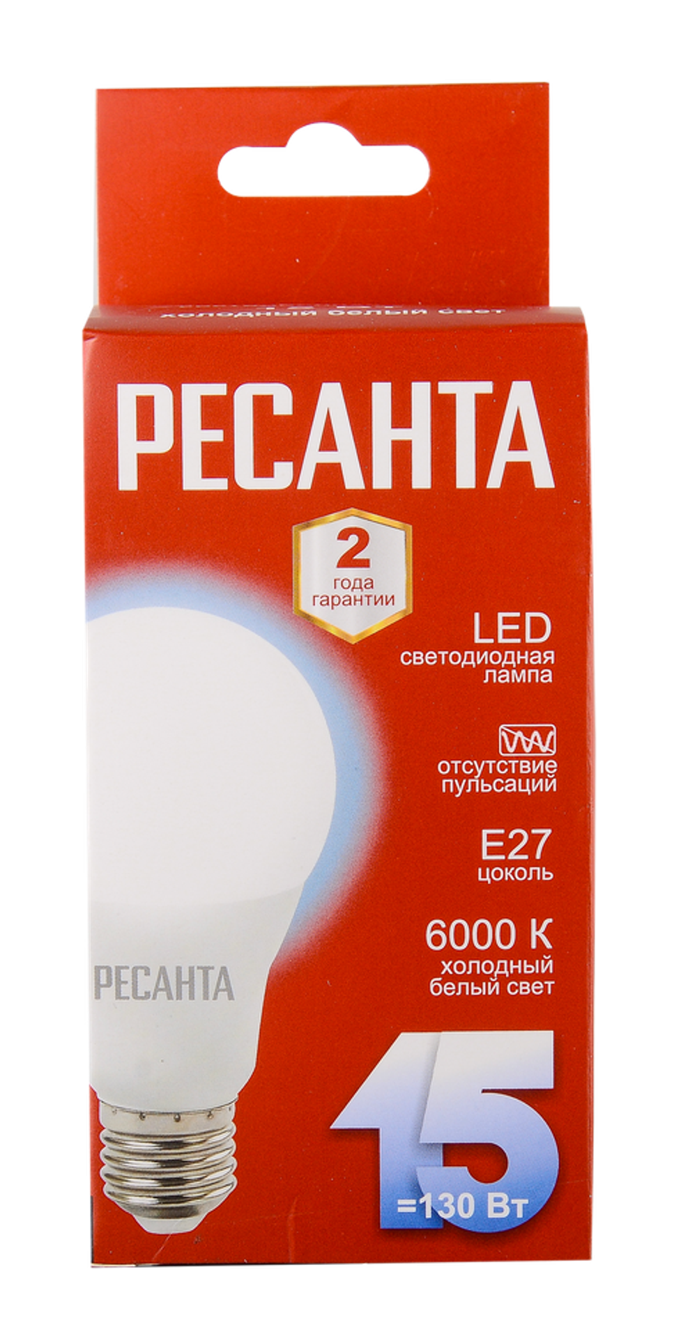 Лампа светодиодная Ресанта LL-R-A65-15W-230-6K-E27