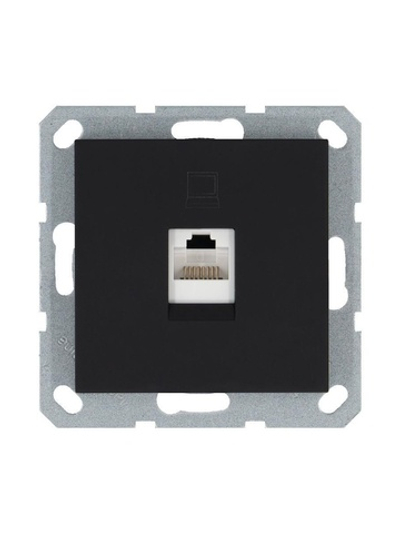 Розетка компьютерная 1-м RJ45 IP20 кат. 5E механизм черн. матов. soft touch Jasmart G6105PB