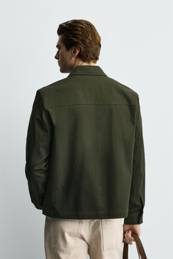 ZARA КУРТКА-РУБАШКА REGULAR FIT С КАРМАНАМИ, ХАКИ