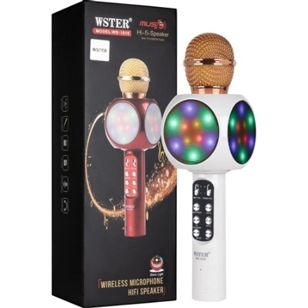 Микрофон "WSTER WS-1816" Беспроводной караоке-микрофон, колонка блютуз
