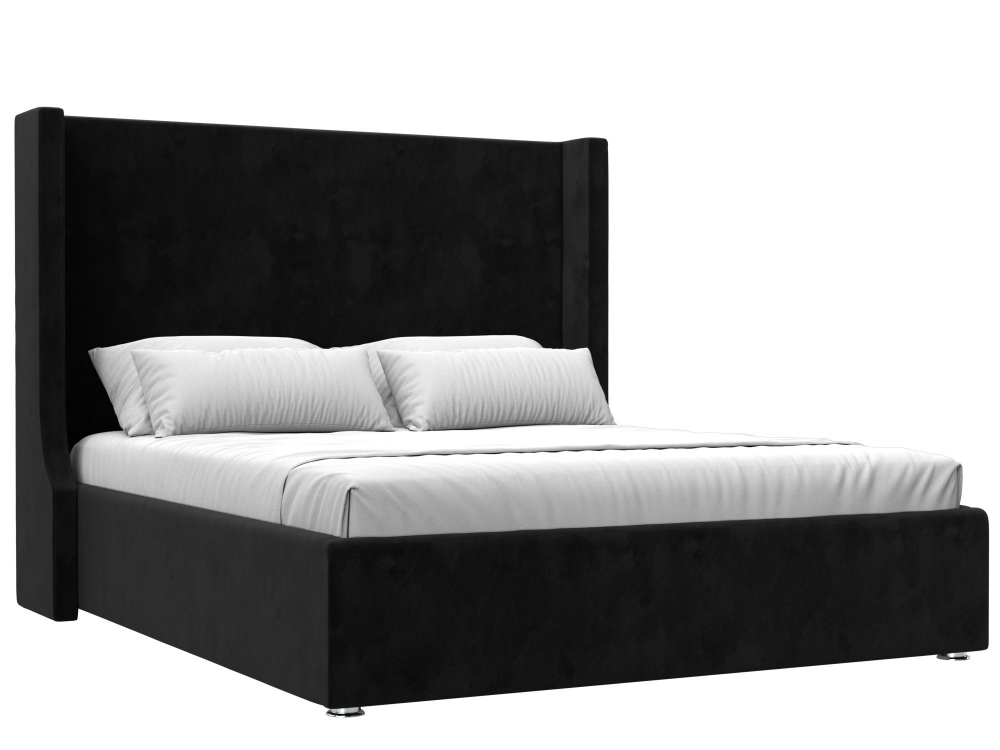Кровать интерьерная Ларго 160, Черный, Велюр, 101323