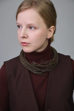 Колье "лапы", венецианское стекло бисерной огранки, цвет раухтопаз