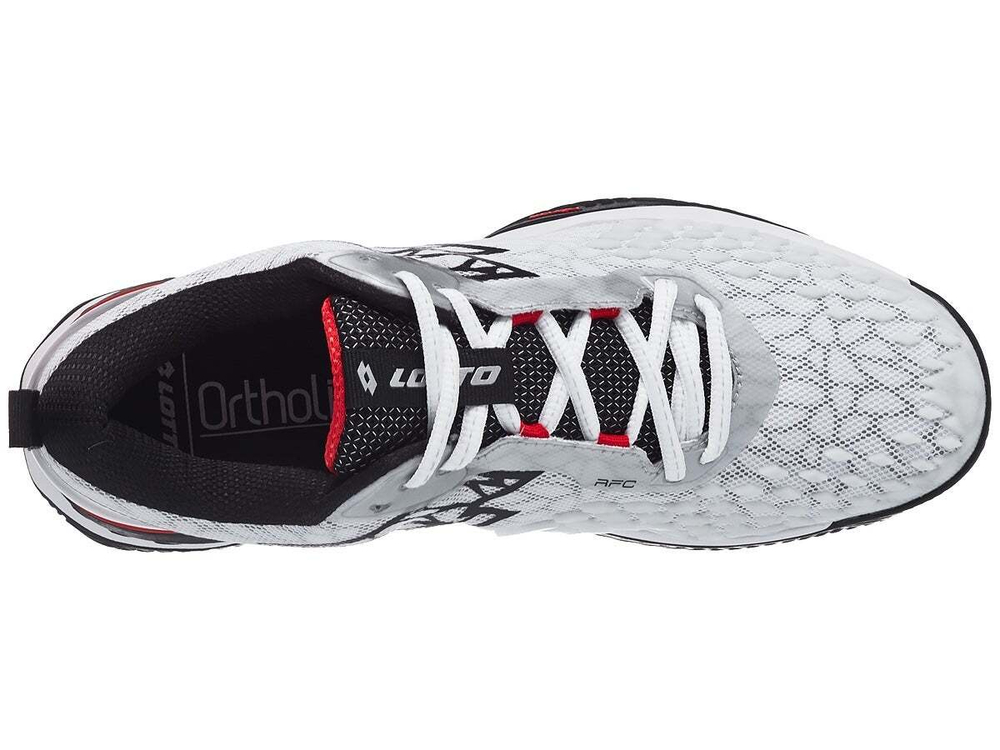 Мужские кроссовки теннисные Lotto Raptor Hyperpulse 100 Clay M - all white/all black/flame red