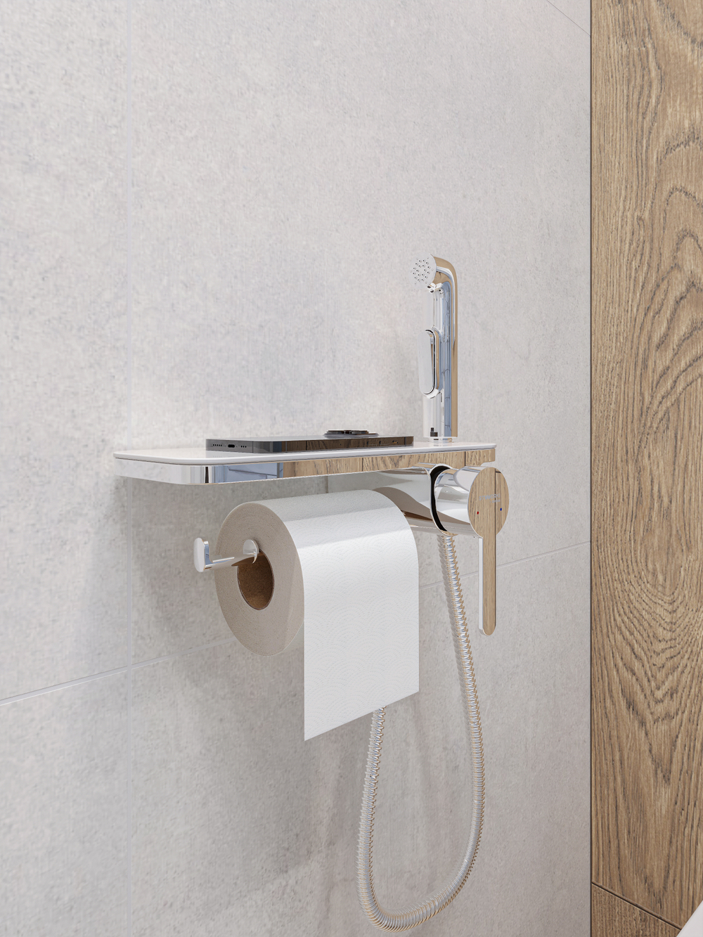 Гигиенический душ STWORKI Стокгольм HFSG35000 со смесителем, С ВНУТРЕННЕЙ ЧАСТЬЮ, хром, встраиваемый, настенный, латунь