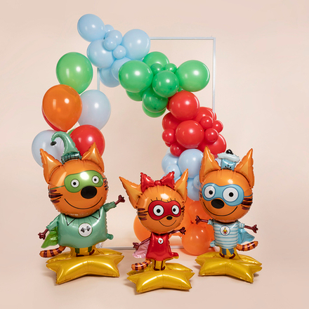 Шар 3D (54''/137 см) Фигура на подставке, Три Кота, Компот, 1 шт. в уп.
