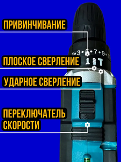 Дрель-шуруповерт, 36 В, 75 Нм, 2 АКБ