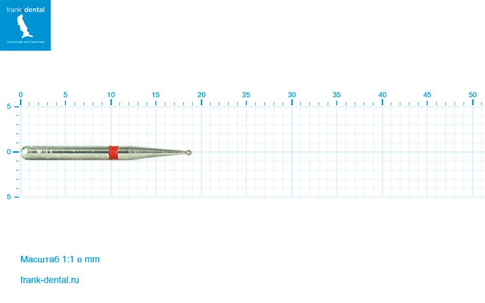 Бор алмазный красный Frank Dental типа FG - D.801.007.F.FG