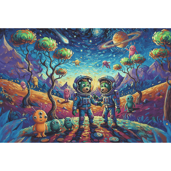 Pazl / Пазлы / Puzzles - "100" - Inspired By Art - Cosmic fantasies /   The Treflik Family