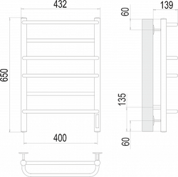 Полотенцесушитель Terminus Евромикс П6 400х650 Электро (quick touch)