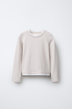 ZARA ДВОЙНАЯ ФУТБОЛКА ИЗ МОДАЛА, ЭКРЮ