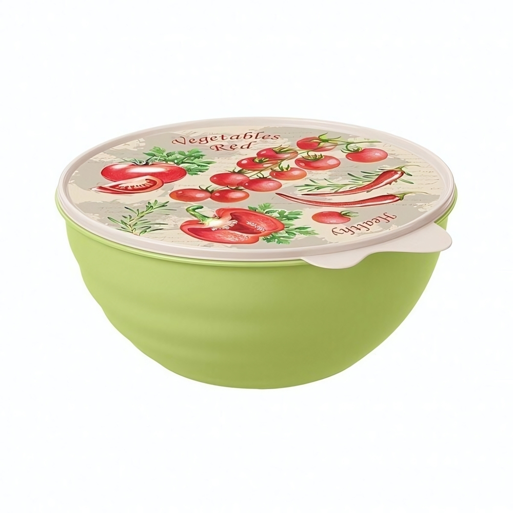 Миска с крышкой с декором wave 1,55л (зеленый)
