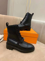 Женские ботинки Hermes Funk кожаные в черном цвете