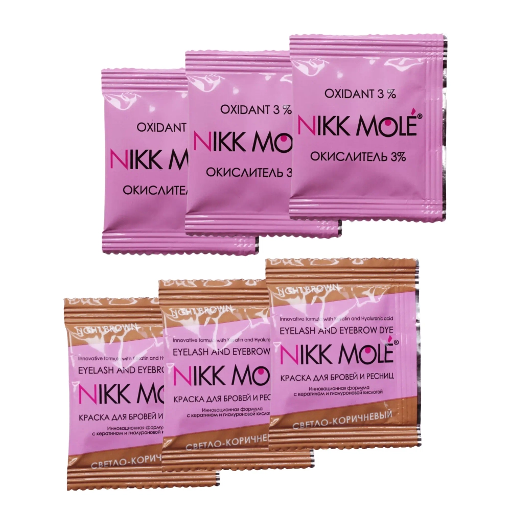 Набор Nikk Mole (светло-коричневый) саше краска (3 шт) + окислитель (3 шт)
