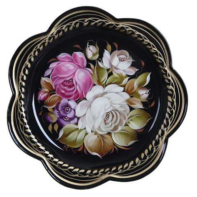 Жостовский поднос декоративный, размер 18 см (A1), металлический