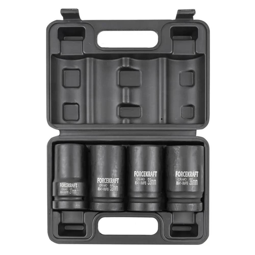 Головки ударные глубокие, набор 4пр., 1''(12гр.) FORCEKRAFT FK-8041-9MPB