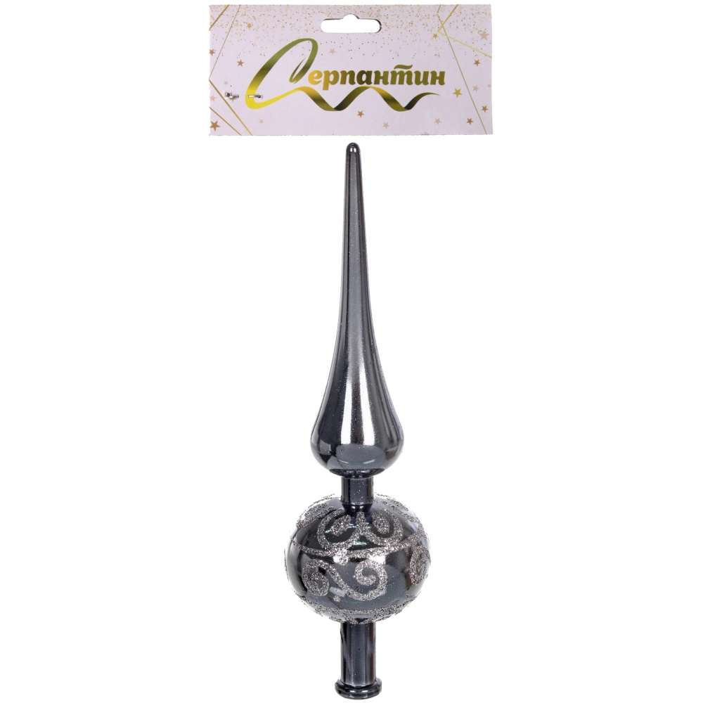 Верхушка на ёлку 23 см «Волшебный узор», Графит