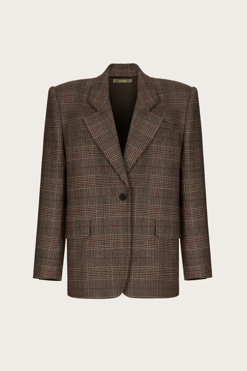 ЖАКЕТ ИЗ КОРИЧНЕВОЙ КОСТЮМНОЙ ШЕРСТИ