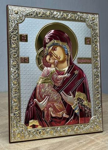 Владимирская БМ, икона прямоугольная без рамки, красное дерево, эмаль 120х160