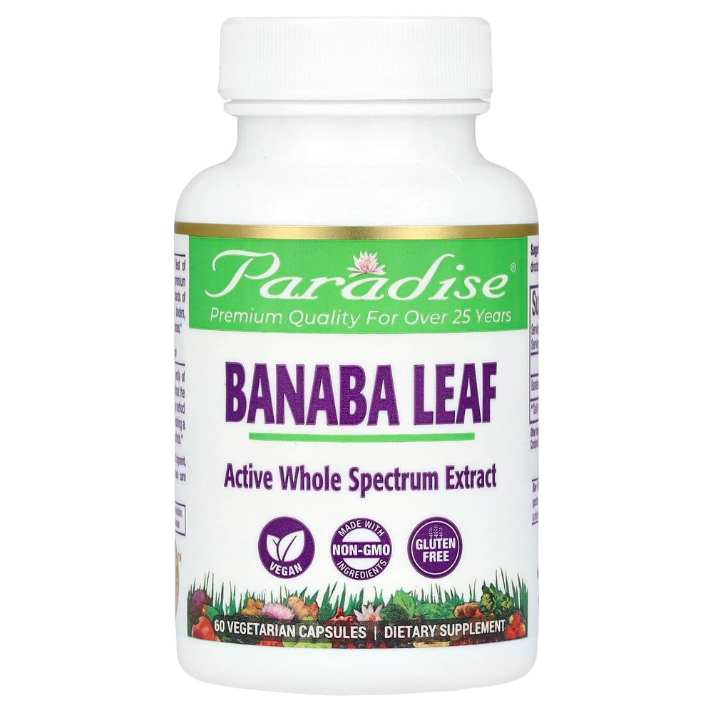 Paradise Herbs, Листья банабы, 60 вегетарианских капсул (250 мг на капсулу)