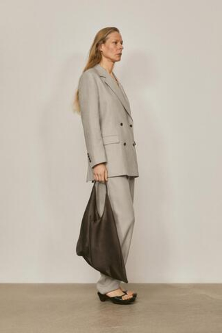 Massimo Dutti Классический двубортный блейзер из 100% льна - Limited Edition, серый