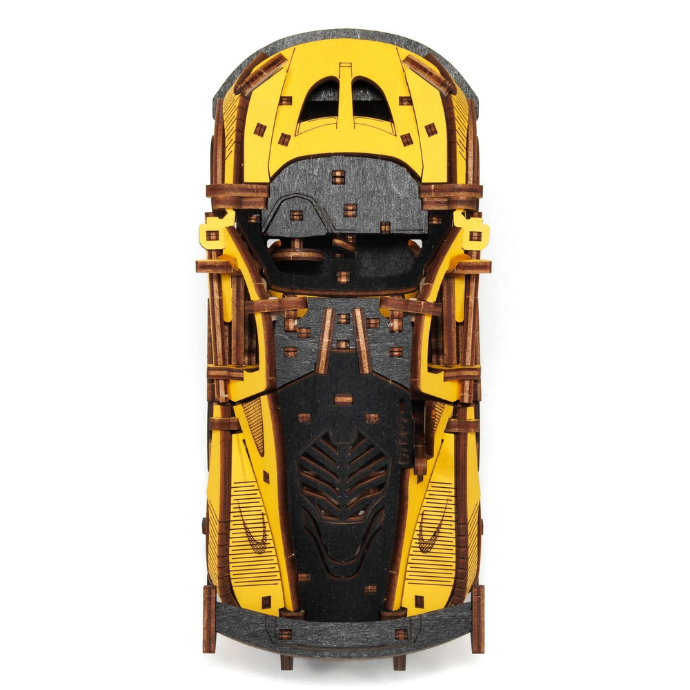 Деревянный конструктор Гоночный автомобиль (желтый) (EWA)