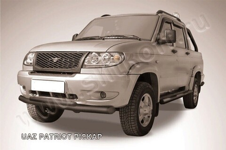 Защита переднего бампера UAZ Pickup (2008-2014) d76+d57 черная