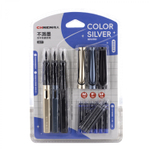 Набор перьевых ручек с картриджем Alingar, толщина пера M, F, EF, 3 ручки, 8 картриджей (6 син + 2 черн), цвет корпуса синий, золотой, черный