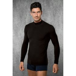 Мужской лонгслив с воротником стойкой черный Doreanse 2930