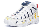 FILA FUSION Fila tide brand Spaghetti fabric synthetic leather shock absorption wear-resistant lightweight low-cut retro basketball shoes women's white blue yellow