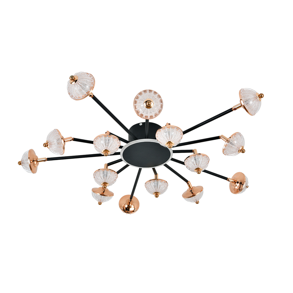 Потолочный светодиодный светильник 110Вт, 8470лм, 3000-6000K, Ra>80, плавная регулировка мощности, изменение цветовой температуры, пульт, металл/акрил, черный/белый/золото