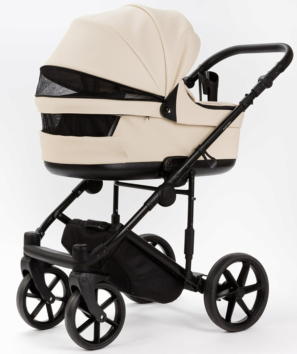 Детская коляска Adamex Locco Light Deluxe 2 в 1 LL-SA08 (КРЕМОВАЯ КОЖА)