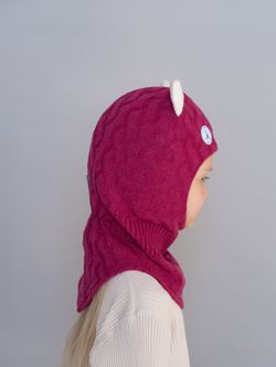 Шлем зимний вязаный (Малиновый) КИС