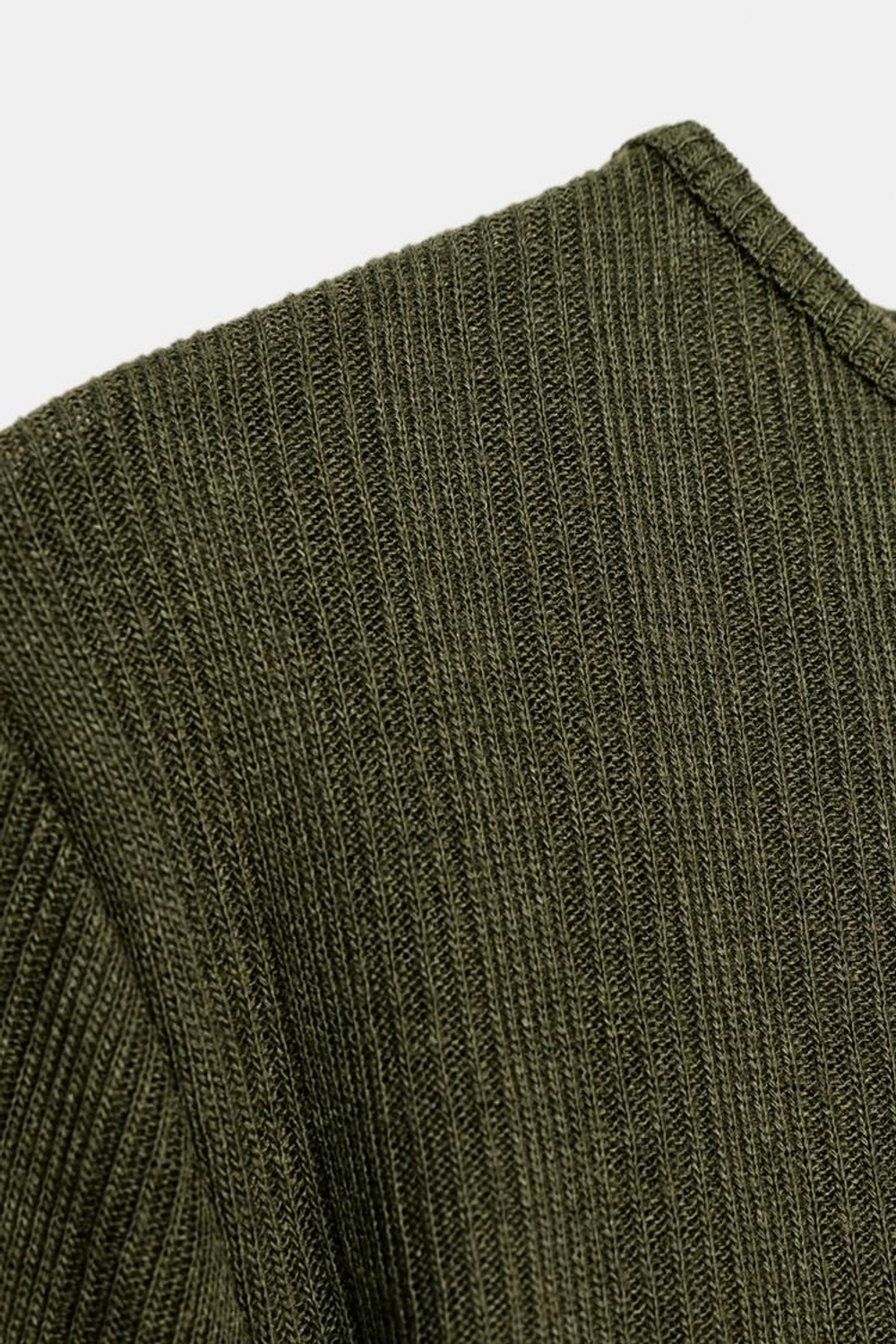 ZARA МЯГКАЯ ФУТБОЛКА В РУБЧИК, ТЕМНО-ЗЕЛЕНЫЙ