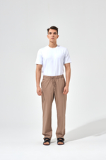 Брюки прямые со шнурком, унисекс, цвет мокко