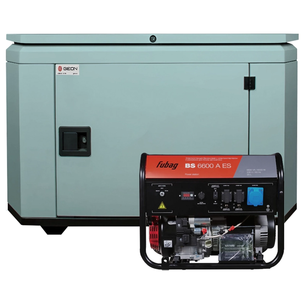 Бензиновый генератор FUBAG BS 6600 AES с кожухом Geon 1200 RAL 7031