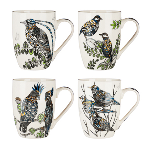 Кружка 350мл, фарфор, "Птицы", 4 дизайна (Шт)