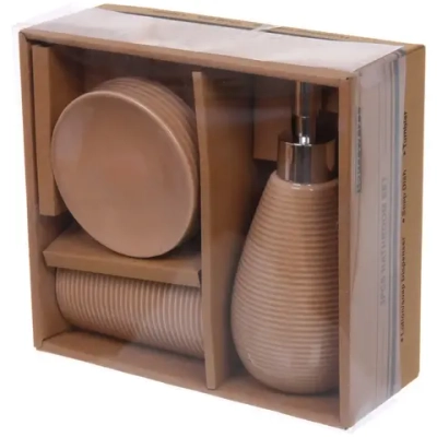 Набор для ванной из 3-х предметов керамический «Сантана» бежевый