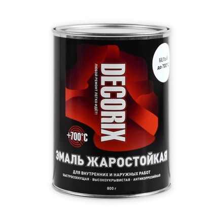 Эмаль жаростойкая DECORIX (+700С) Белый RAL 9003 банка 0,8кг 0752-06 DX