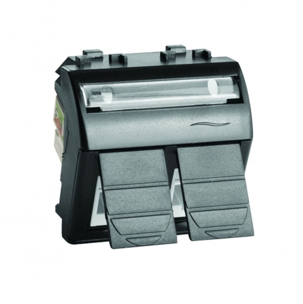 Компьютерная розетка двойная RJ45 кат.5e, Brava, черная, 2мод