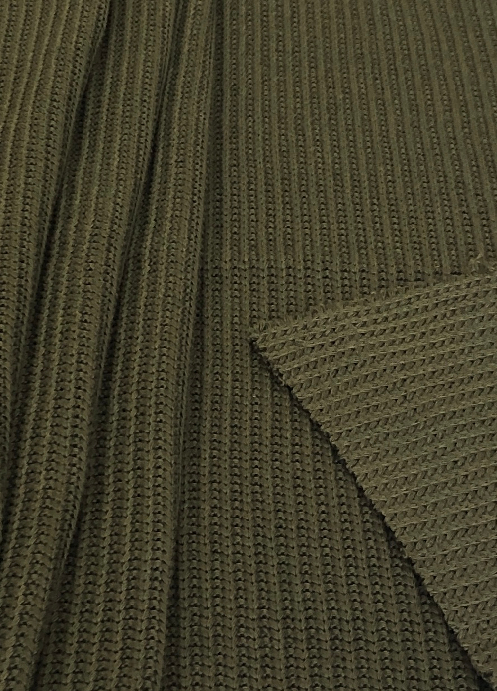 Трикотаж вязанный, косичка мелкая, олива, хлопок MARNI