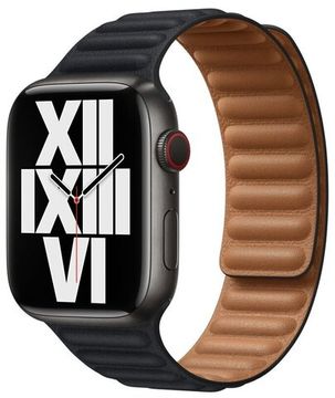 Apple Кожаный ремешок (для корпуса 45 мм), размер M/L, тёмная ночь