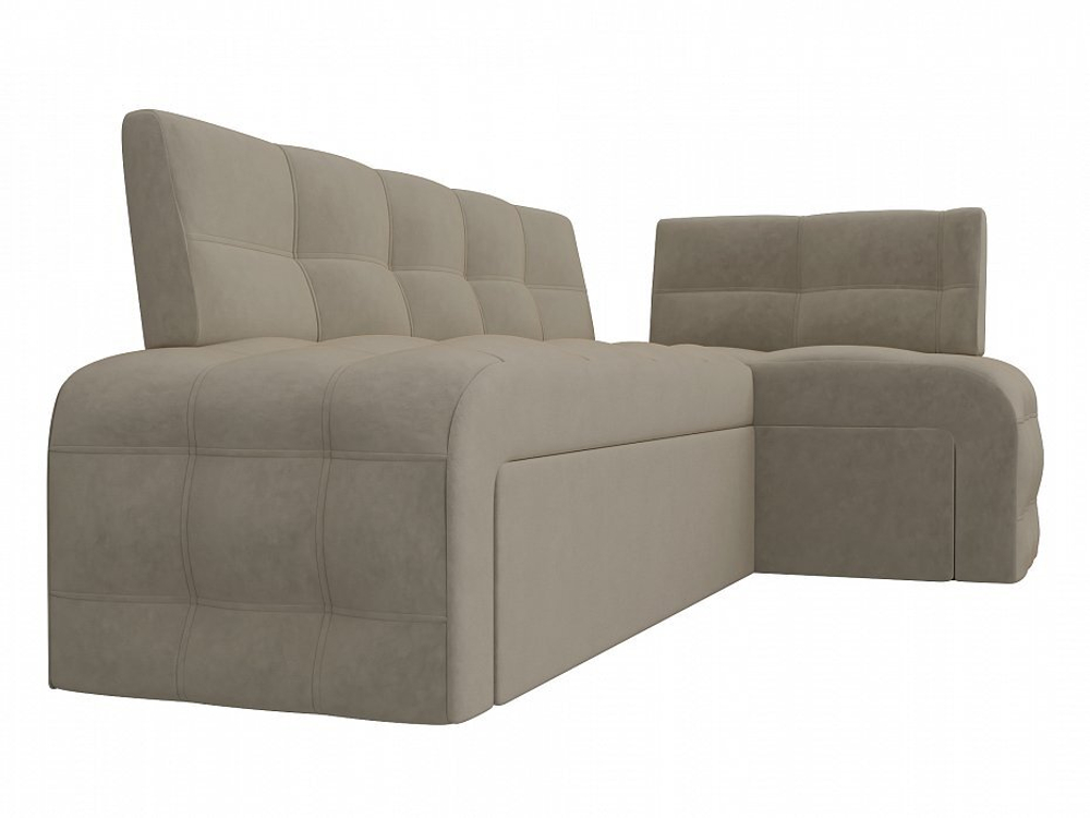 Диван кухонный угловой Люксор правый угол, Бежевый, Микровельвет, 28605