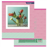 Тетрадь 36 л., А5, линия, Alingar "Яркие букеты", скрепка, второй блок 60г/м2, мелованный картон (стандарт), 4 дизайна в пленке т/у