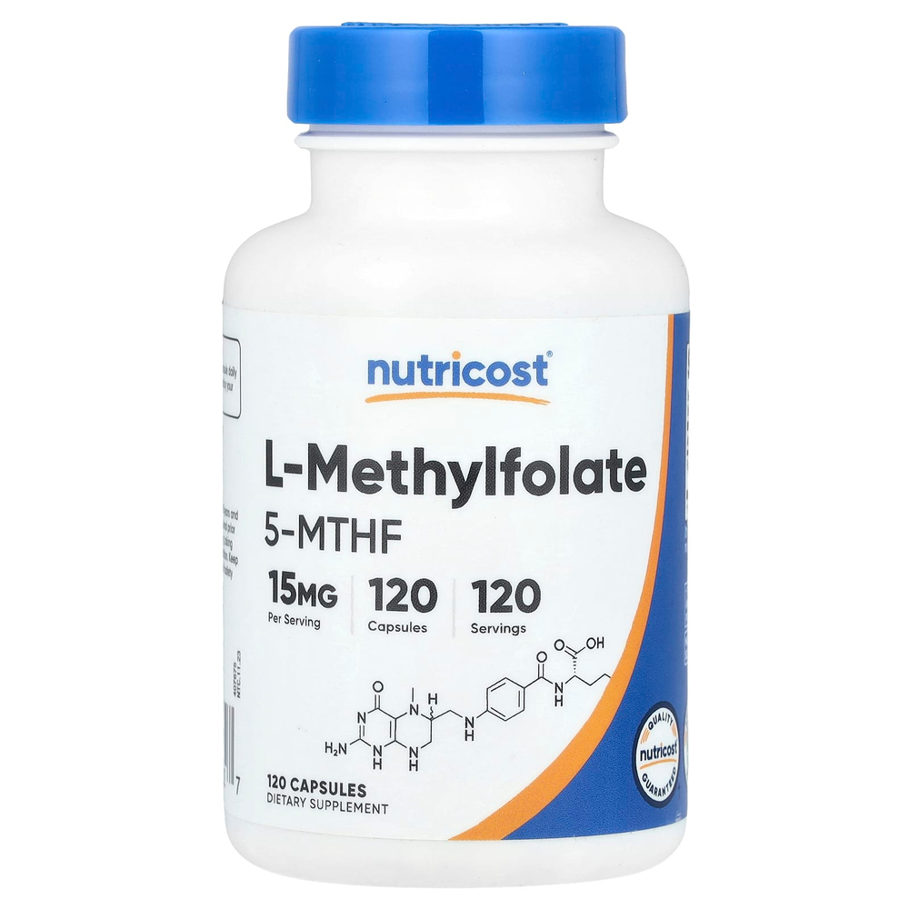 Nutricost, L-метилфолат, 15 мг, 120 капсул