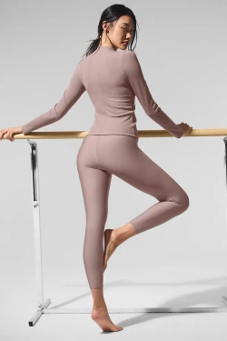 Alo yoga Лонгслив с длинными рукавами, серо-коричневый