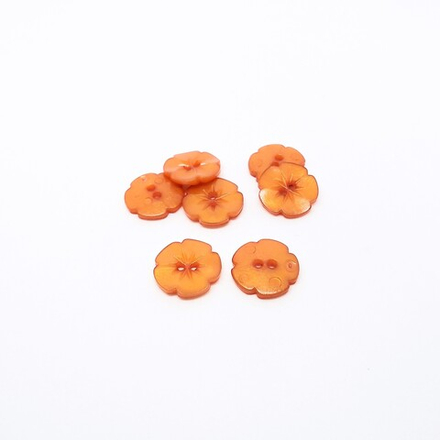 Пуговица №1175 "Цветок" ,  пластик, 15мм, цв.оранжевый