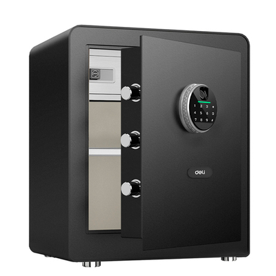 Сейф мебельный DELI "ET631" биометрический + электронный замок+ключ, 380х320х450 мм, 19 кг, черный